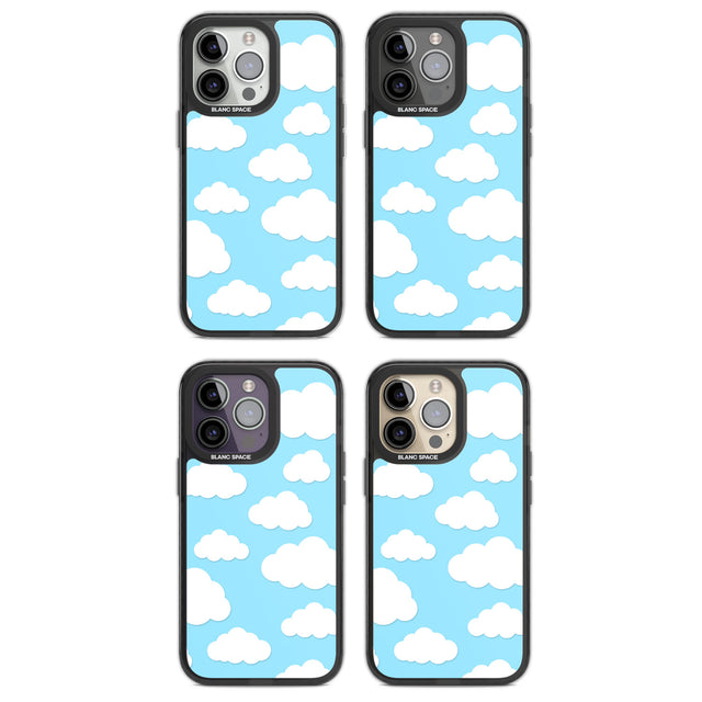 Blue Sky & Clouds Pattern Magsafe Black Impact Phone Case for iPhone 13 Pro, iPhone 14 Pro, iPhone 15 Pro