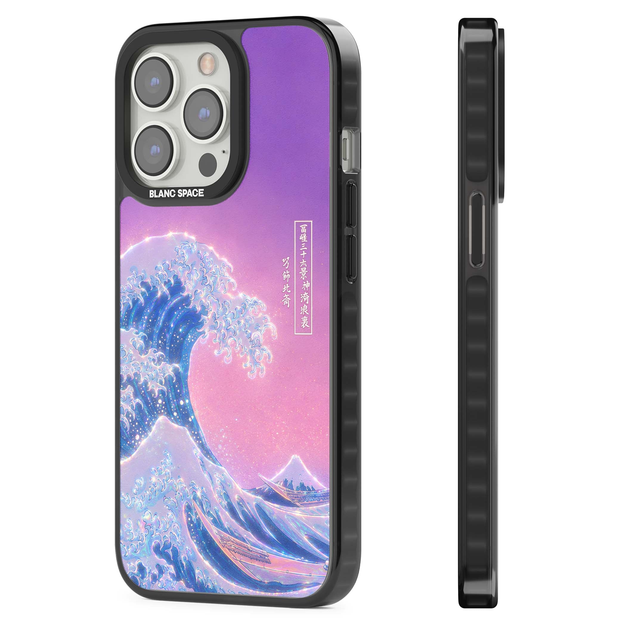 The Great Opal Wave Japanese iPhone case featuring Hokusai's great wave in iridescent pastels with lilac sky and Mou | Black Impact Magsafe case for iPhone 13 Pro, iPhone 14 Pro, iPhone 15 Pro