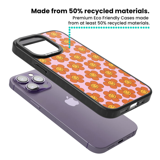 Floral Smiles Magsafe Black Impact Phone Case for iPhone 13 Pro, iPhone 14 Pro, iPhone 15 Pro