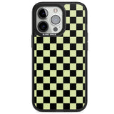 Black & Lime Check Magsafe Black Impact Phone Case for iPhone 13 Pro, iPhone 14 Pro, iPhone 15 Pro