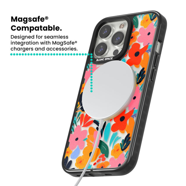 Floral Fiesta Magsafe Black Impact Phone Case for iPhone 13 Pro, iPhone 14 Pro, iPhone 15 Pro