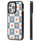 Vintage Bloom Checkered Magsafe Black Impact Phone Case for iPhone 13 Pro, iPhone 14 Pro, iPhone 15 Pro