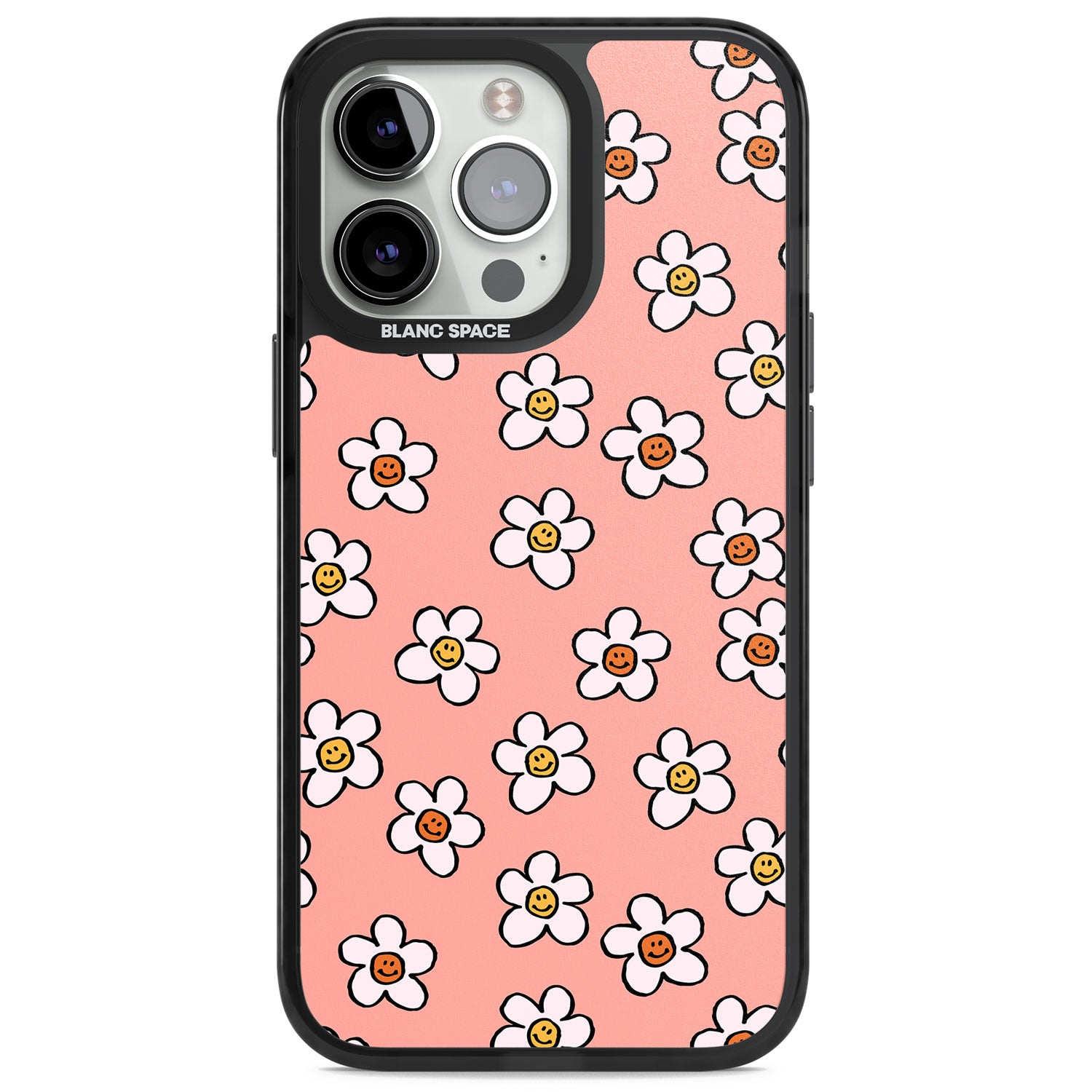 Peachy Daisy Smiles Magsafe Black Impact Phone Case for iPhone 13 Pro, iPhone 14 Pro, iPhone 15 Pro