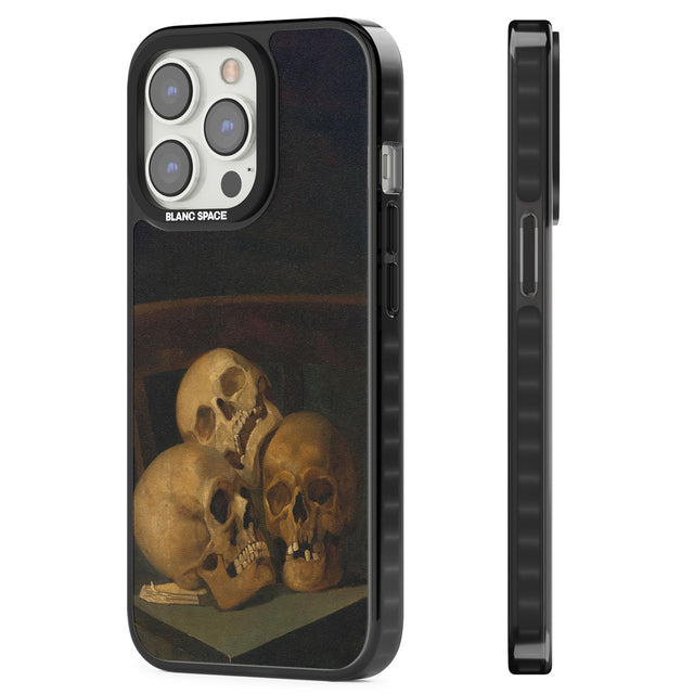 Still Life of Three Skulls Magsafe Black Impact Phone Case for iPhone 13 Pro, iPhone 14 Pro, iPhone 15 Pro