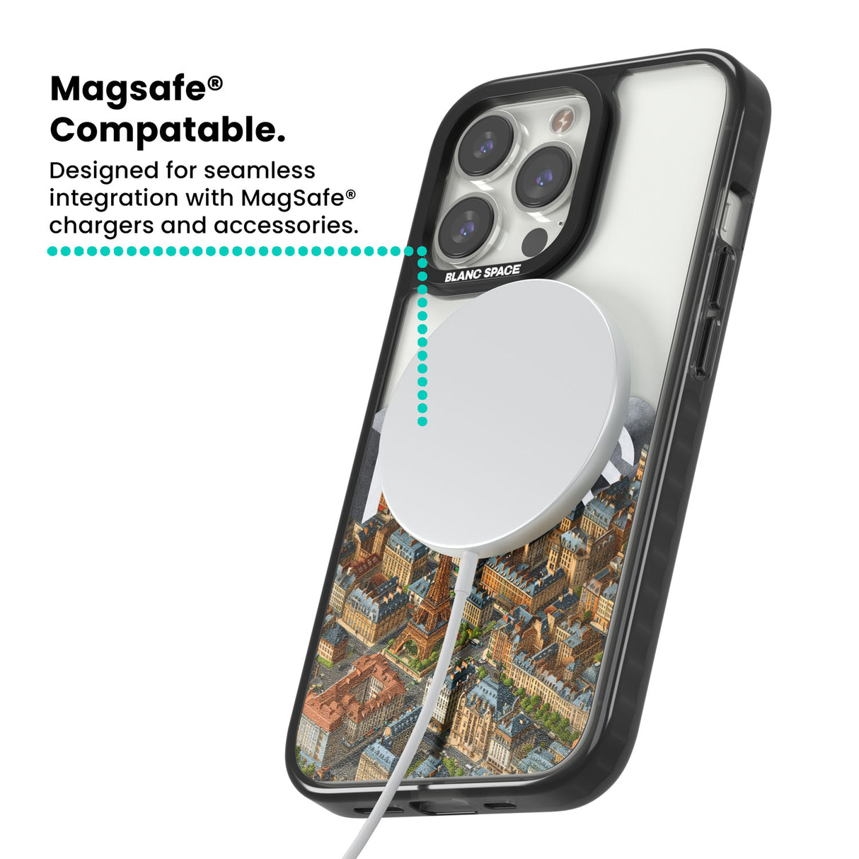 Paris Magsafe Black Impact Phone Case for iPhone 13 Pro, iPhone 14 Pro, iPhone 15 Pro