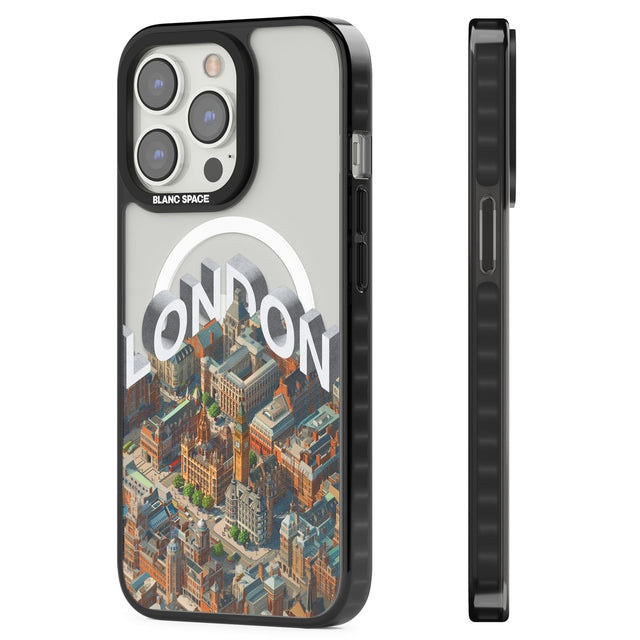 London Magsafe Black Impact Phone Case for iPhone 13 Pro, iPhone 14 Pro, iPhone 15 Pro