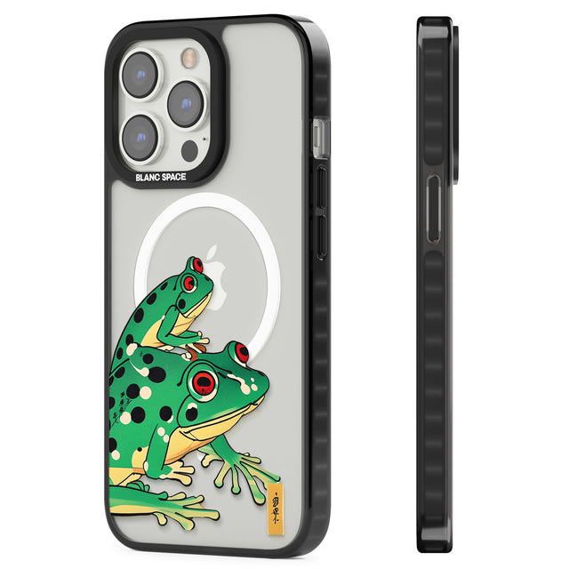 Matsumoto Hoji Frog Green Magsafe Black Impact Phone Case for iPhone 13 Pro, iPhone 14 Pro, iPhone 15 Pro