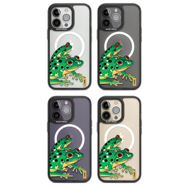 Matsumoto Hoji Frog Green Magsafe Black Impact Phone Case for iPhone 13 Pro, iPhone 14 Pro, iPhone 15 Pro