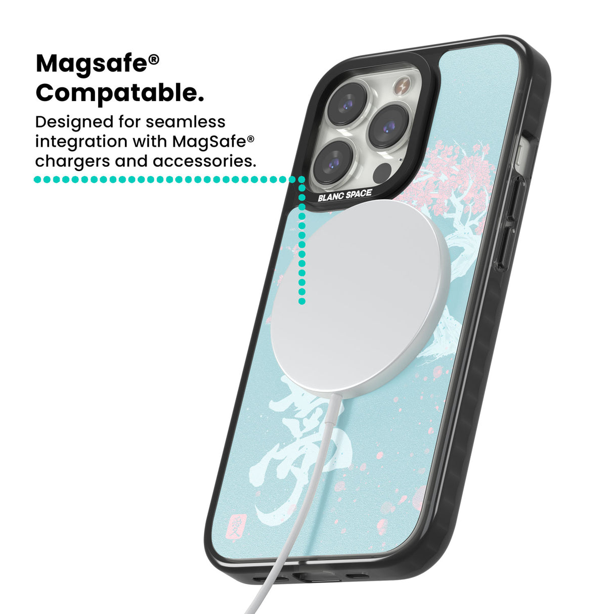 Dreams & Cherry Blossom Magsafe Black Impact Phone Case for iPhone 13 Pro, iPhone 14 Pro, iPhone 15 Pro