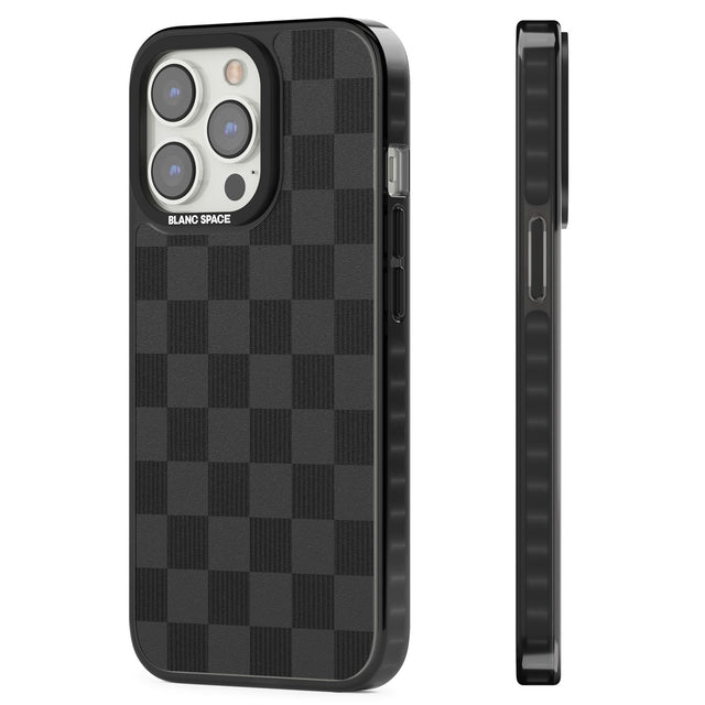 BLACK CHECKERED Magsafe Black Impact Phone Case for iPhone 13 Pro, iPhone 14 Pro, iPhone 15 Pro