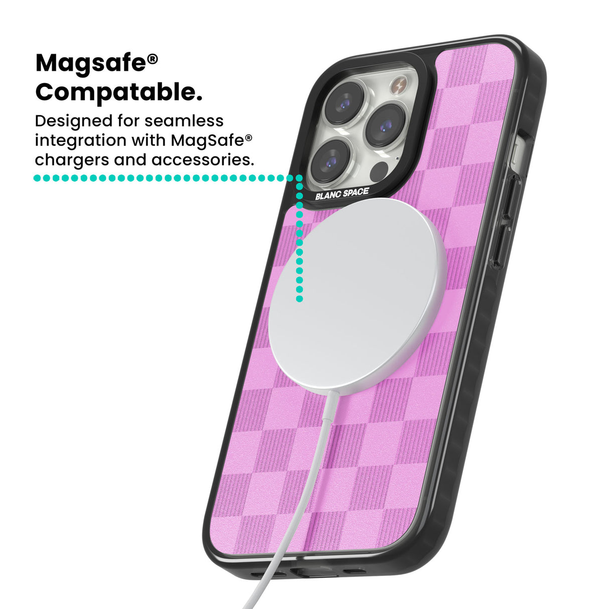 BUBBLEGUM CHECKERED Magsafe Black Impact Phone Case for iPhone 13 Pro, iPhone 14 Pro, iPhone 15 Pro
