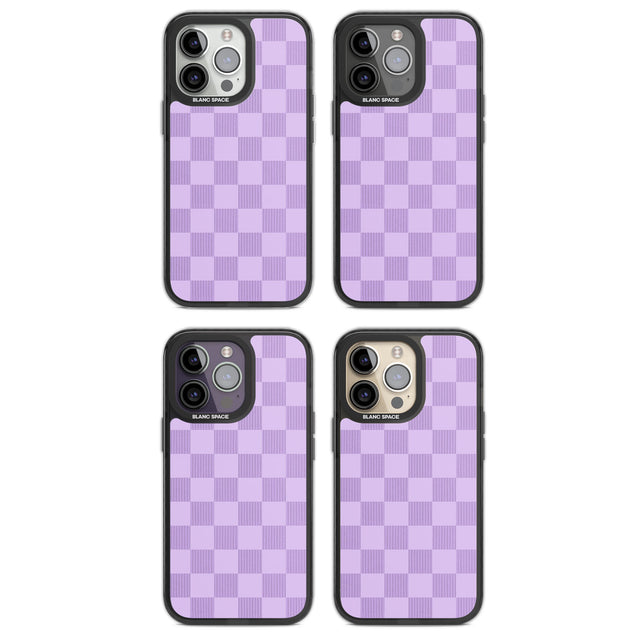 LILAC CHECKERED Magsafe Black Impact Phone Case for iPhone 13 Pro, iPhone 14 Pro, iPhone 15 Pro