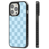 SKYBLUE CHECKERED Magsafe Black Impact Phone Case for iPhone 13 Pro, iPhone 14 Pro, iPhone 15 Pro