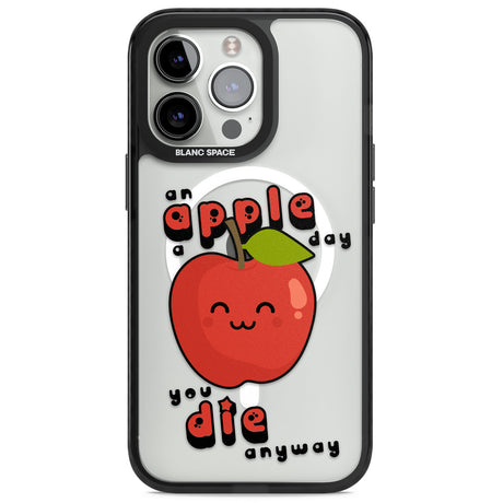 An Apple a Day Magsafe Black Impact Phone Case for iPhone 13 Pro, iPhone 14 Pro, iPhone 15 Pro