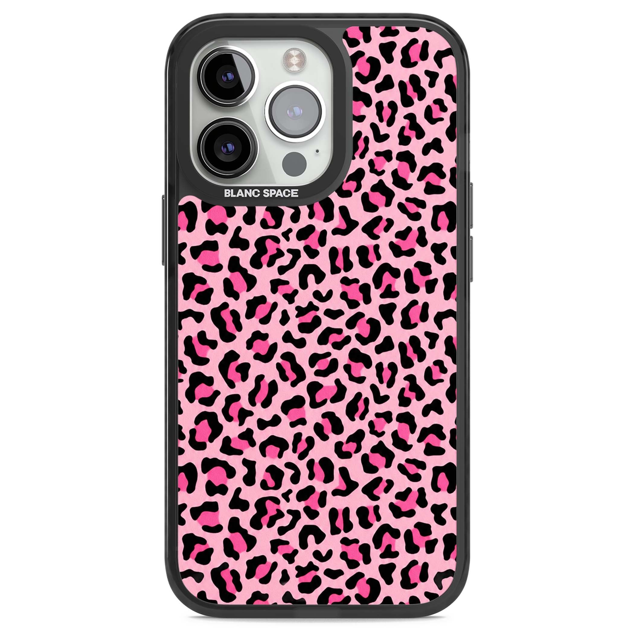 Pink Leopard baddie iPhone case | Black Impact Magsafe case for iPhone 13 Pro, iPhone 14 Pro, iPhone 15 Pro