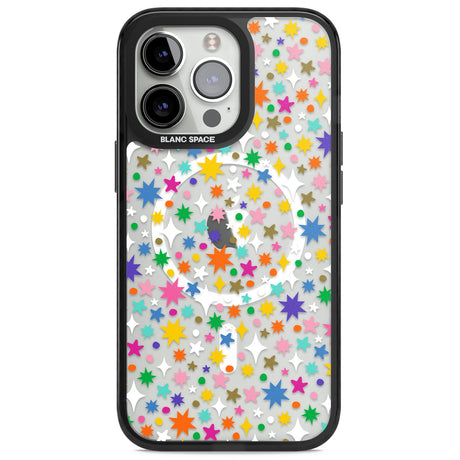 Rainbow Starburst Magsafe Black Impact Phone Case for iPhone 13 Pro, iPhone 14 Pro, iPhone 15 Pro