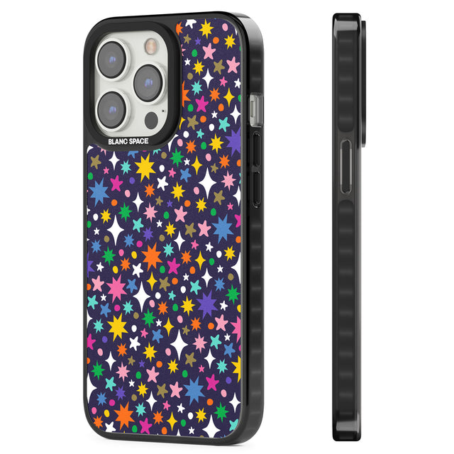 Rainbow Starburst (Purple) Magsafe Black Impact Phone Case for iPhone 13 Pro, iPhone 14 Pro, iPhone 15 Pro