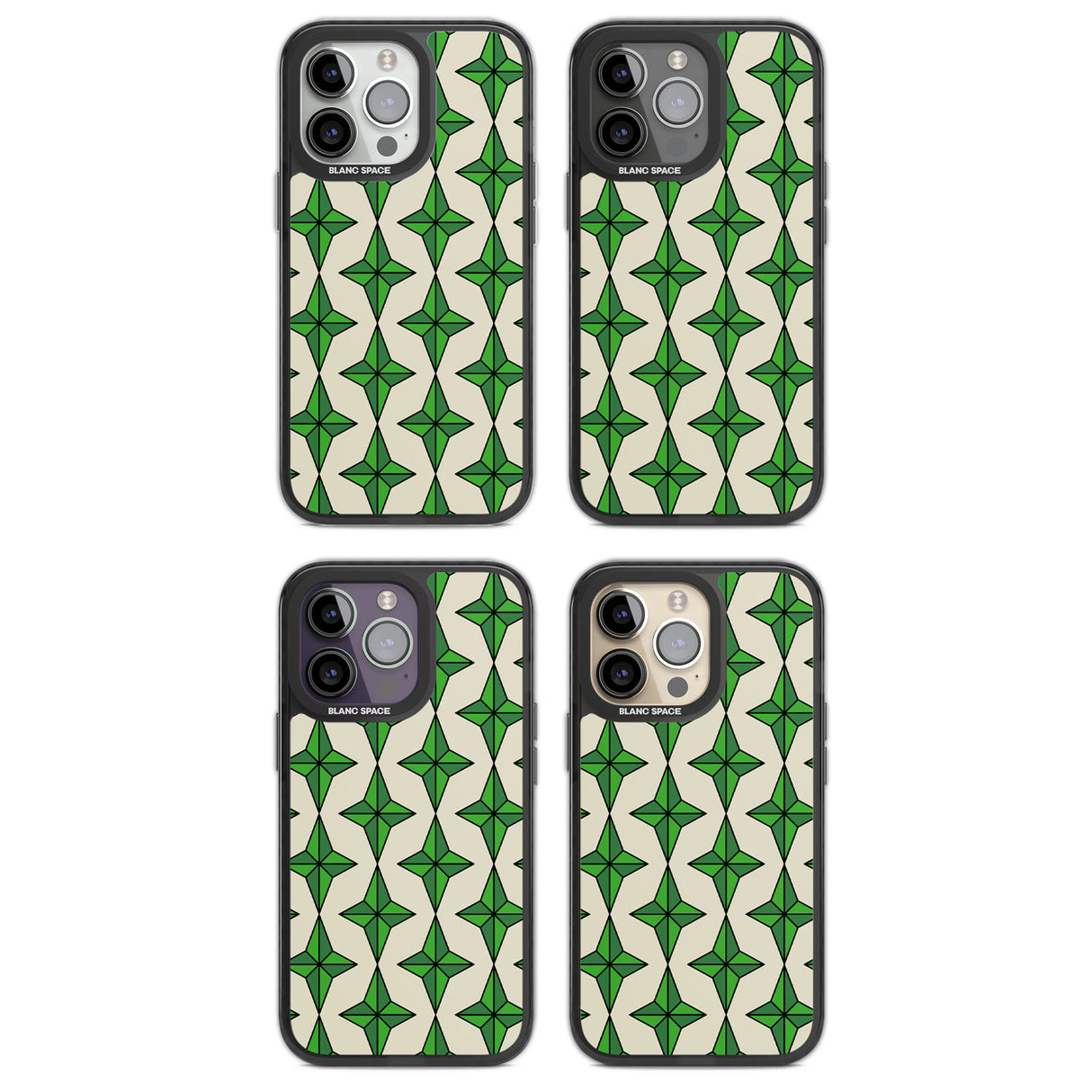 Emerald Stars Pattern Magsafe Black Impact Phone Case for iPhone 13 Pro, iPhone 14 Pro, iPhone 15 Pro