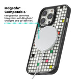 Vibrant Clear Geometric Grid Magsafe Black Impact Phone Case for iPhone 13 Pro, iPhone 14 Pro, iPhone 15 Pro