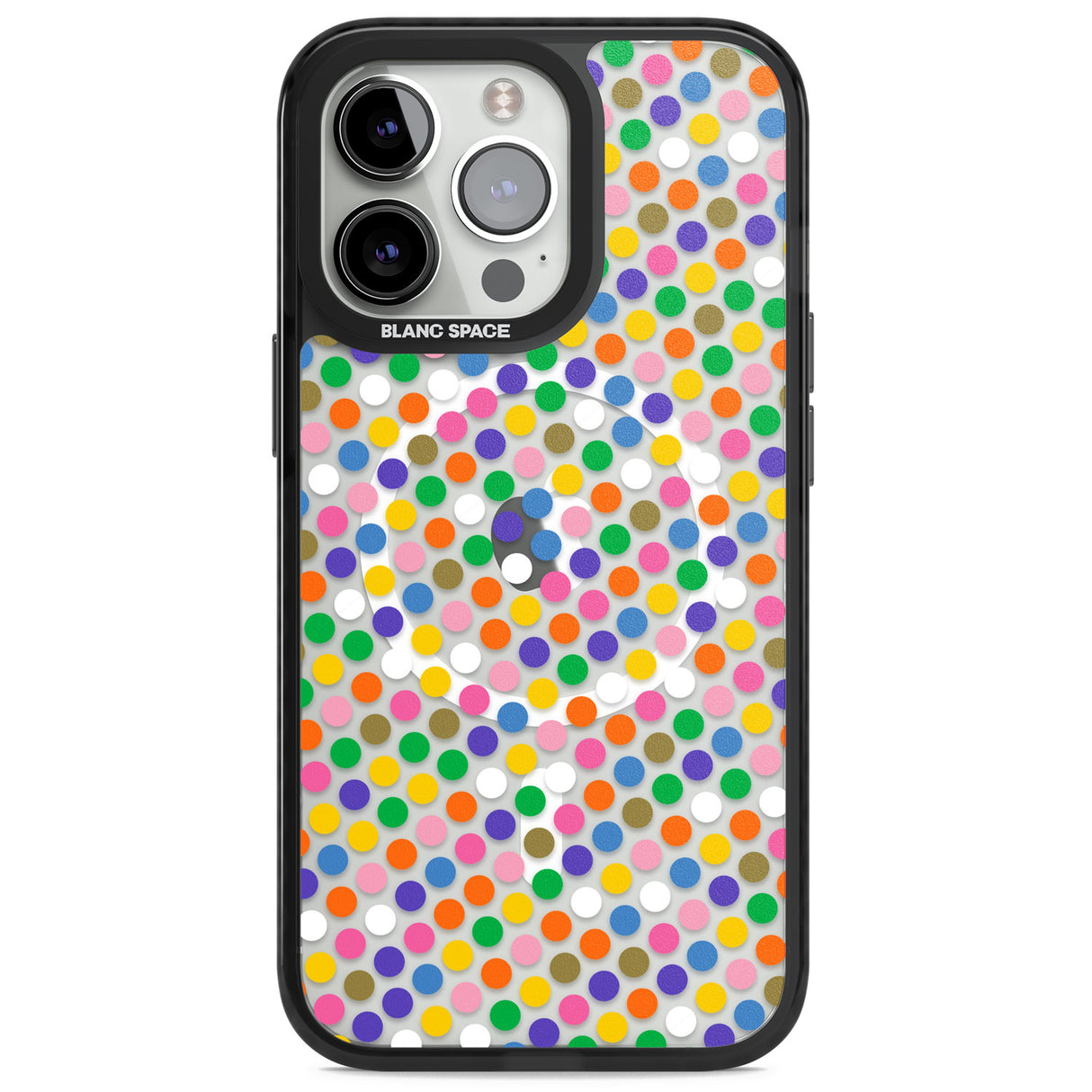 Multicolour Polka-dot Fiesta Magsafe Black Impact Phone Case for iPhone 13 Pro, iPhone 14 Pro, iPhone 15 Pro