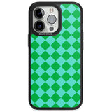 Retro Green Diamond Plaid Magsafe Black Impact Phone Case for iPhone 13 Pro, iPhone 14 Pro, iPhone 15 Pro