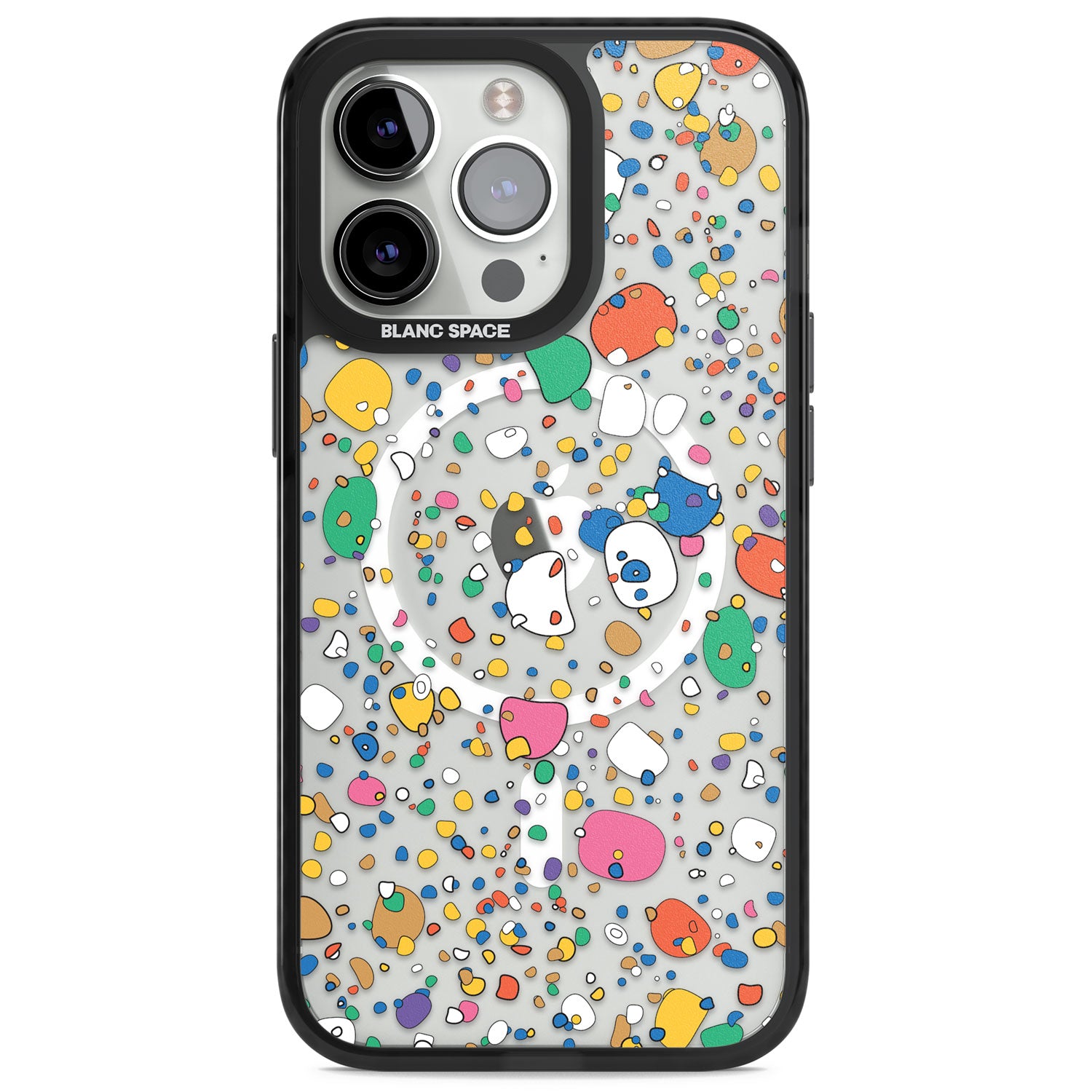 Colourful Confetti Pebbles Magsafe Black Impact Phone Case for iPhone 13 Pro, iPhone 14 Pro, iPhone 15 Pro