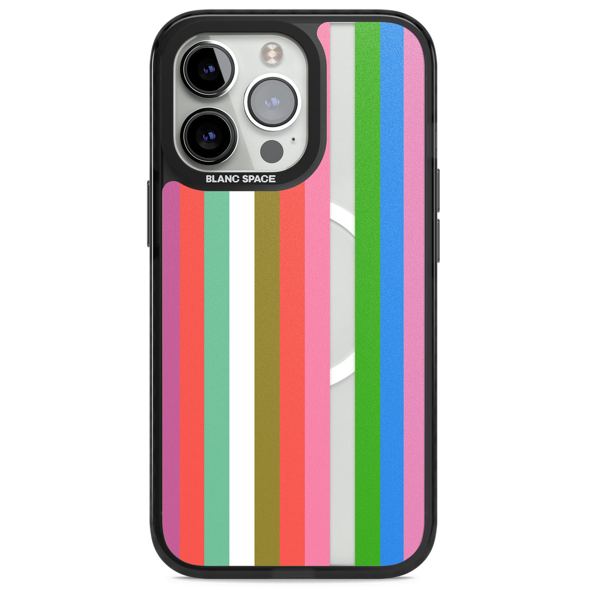 Vibrant Stripes Magsafe Black Impact Phone Case for iPhone 13 Pro, iPhone 14 Pro, iPhone 15 Pro