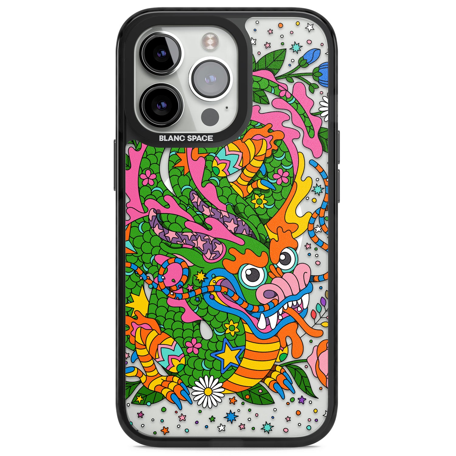 Psychedelic Jungle Dragon Magsafe Black Impact Phone Case for iPhone 13 Pro, iPhone 14 Pro, iPhone 15 Pro