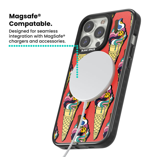 Trip & Drip Ice Cream (Red) Magsafe Black Impact Phone Case for iPhone 13 Pro, iPhone 14 Pro, iPhone 15 Pro