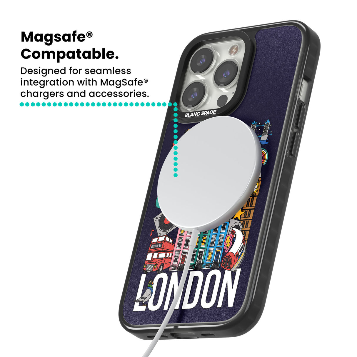 London Calling Magsafe Black Impact Phone Case for iPhone 13 Pro, iPhone 14 Pro, iPhone 15 Pro