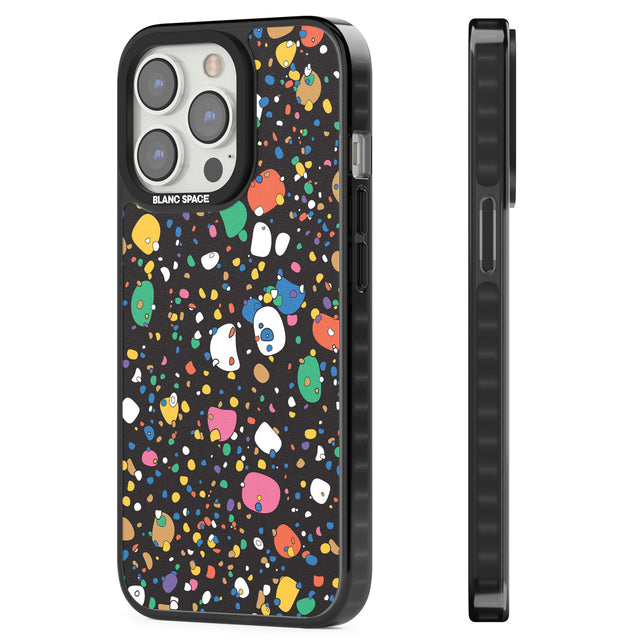 Colourful Confetti Pebbles (Black) Magsafe Black Impact Phone Case for iPhone 13 Pro, iPhone 14 Pro, iPhone 15 Pro