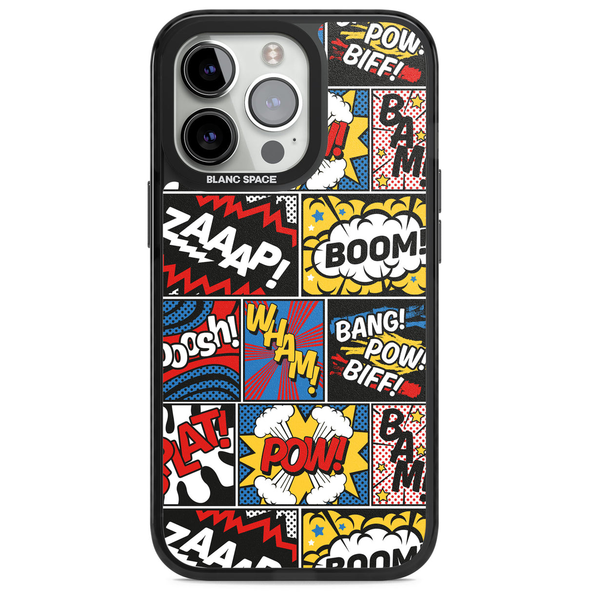 Onomatopoeia Magsafe Black Impact Phone Case for iPhone 13 Pro, iPhone 14 Pro, iPhone 15 Pro