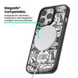 Onomatopoeia (Black & White) Magsafe Black Impact Phone Case for iPhone 13 Pro, iPhone 14 Pro, iPhone 15 Pro