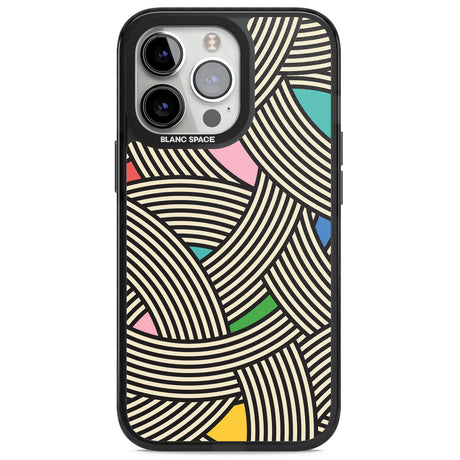 Multicolour Optic Waves Magsafe Black Impact Phone Case for iPhone 13 Pro, iPhone 14 Pro, iPhone 15 Pro