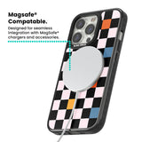 Vibrant Retro Checkered Magsafe Black Impact Phone Case for iPhone 13 Pro, iPhone 14 Pro, iPhone 15 Pro