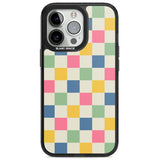 Pastel Multicolor Checkered Magsafe Black Impact Phone Case for iPhone 13 Pro, iPhone 14 Pro, iPhone 15 Pro