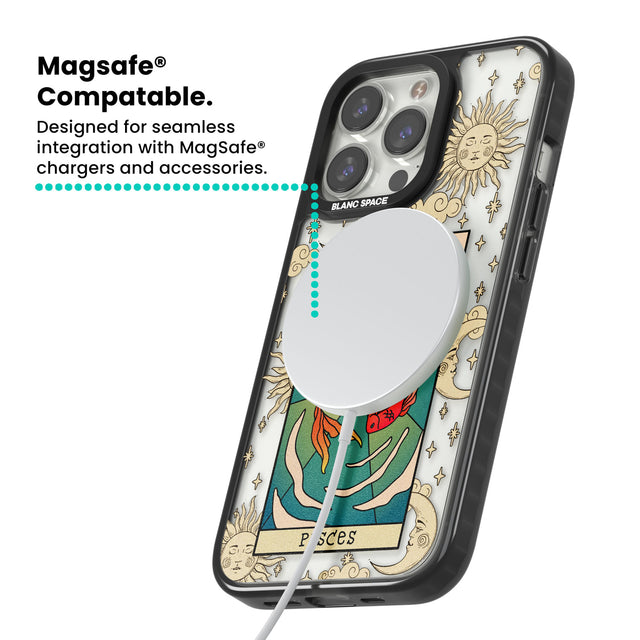 Celestial Zodiac - Pisces Magsafe Black Impact Phone Case for iPhone 13 Pro, iPhone 14 Pro, iPhone 15 Pro