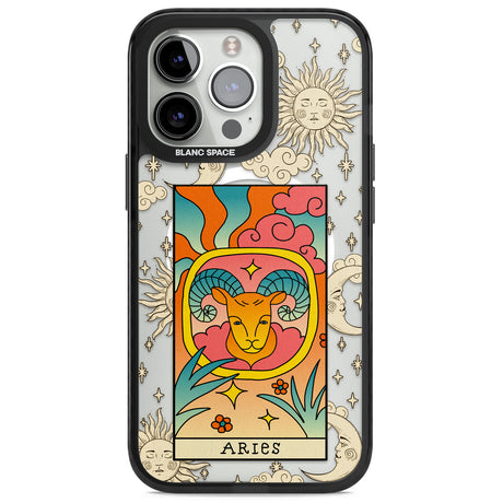 Celestial Zodiac - Aries Magsafe Black Impact Phone Case for iPhone 13 Pro, iPhone 14 Pro, iPhone 15 Pro