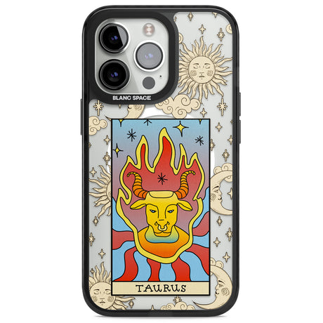 Celestial Zodiac - Taurus Magsafe Black Impact Phone Case for iPhone 13 Pro, iPhone 14 Pro, iPhone 15 Pro