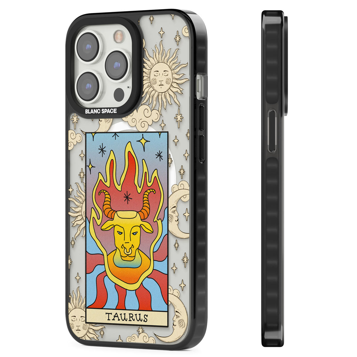 Celestial Zodiac - Taurus Magsafe Black Impact Phone Case for iPhone 13 Pro, iPhone 14 Pro, iPhone 15 Pro