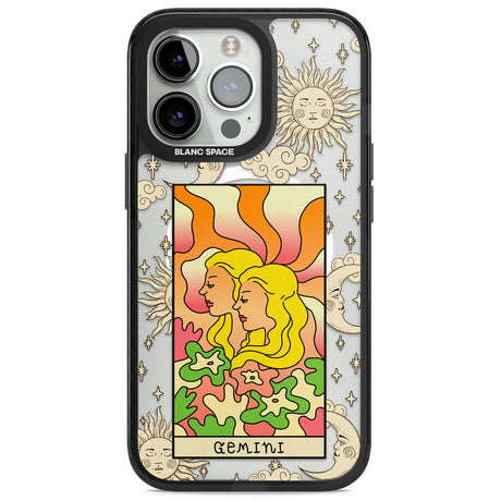Celestial Zodiac - Gemini Magsafe Black Impact Phone Case for iPhone 13 Pro, iPhone 14 Pro, iPhone 15 Pro