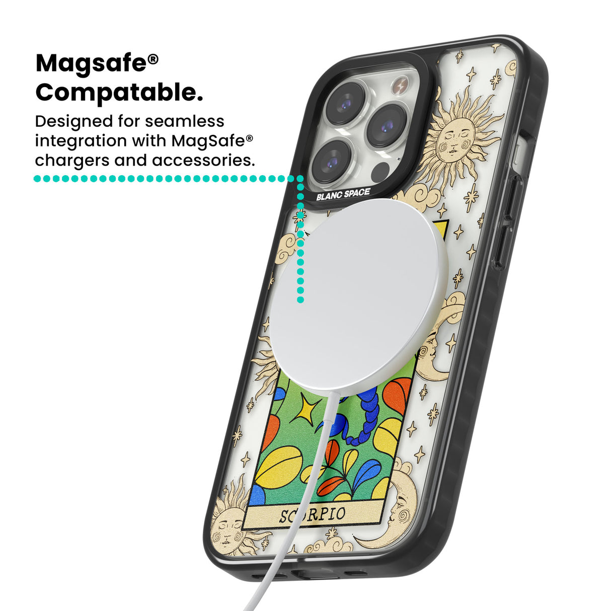 Celestial Zodiac - Scorpio Magsafe Black Impact Phone Case for iPhone 13 Pro, iPhone 14 Pro, iPhone 15 Pro