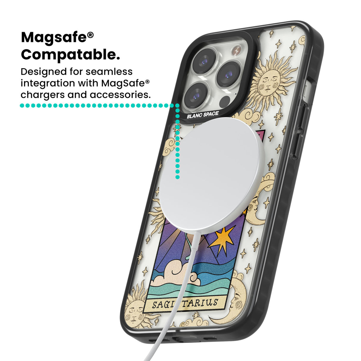 Celestial Zodiac - Sagittarius Magsafe Black Impact Phone Case for iPhone 13 Pro, iPhone 14 Pro, iPhone 15 Pro