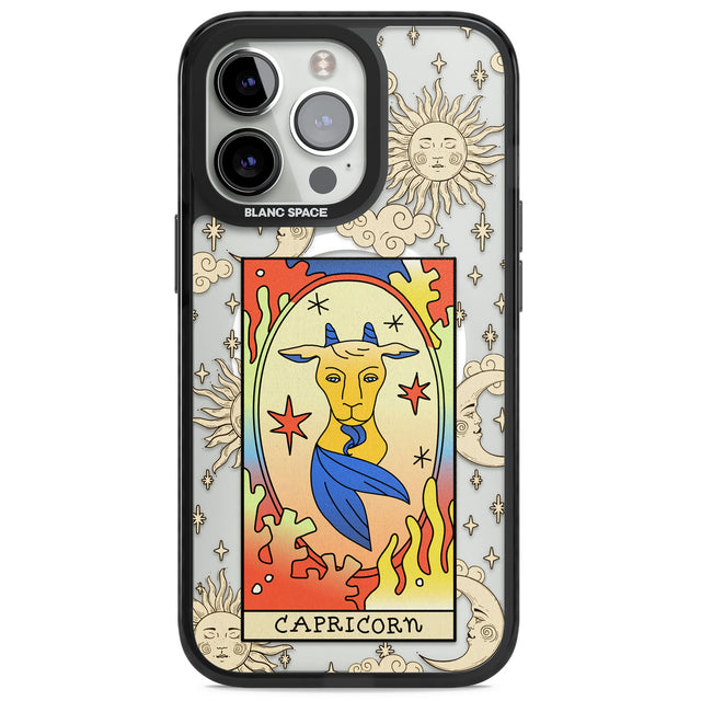 Celestial Zodiac - Capricorn Magsafe Black Impact Phone Case for iPhone 13 Pro, iPhone 14 Pro, iPhone 15 Pro