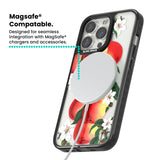 Vintage Painted Peaches Magsafe Black Impact Phone Case for iPhone 13 Pro, iPhone 14 Pro, iPhone 15 Pro