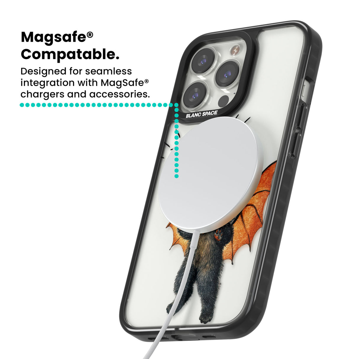 MEOW! Magsafe Black Impact Phone Case for iPhone 13 Pro, iPhone 14 Pro, iPhone 15 Pro