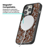 Brown Bandana Magsafe Black Impact Phone Case for iPhone 13 Pro, iPhone 14 Pro, iPhone 15 Pro