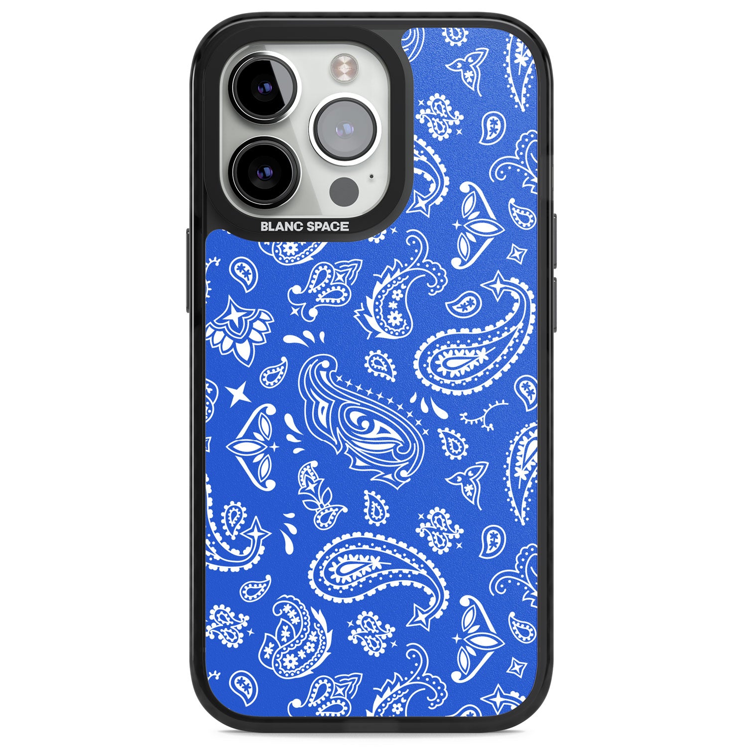 Blue Bandana Magsafe Black Impact Phone Case for iPhone 13 Pro, iPhone 14 Pro, iPhone 15 Pro