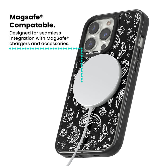 Black Bandana Magsafe Black Impact Phone Case for iPhone 13 Pro, iPhone 14 Pro, iPhone 15 Pro