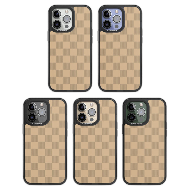 BEIGE CHECKERED Black Impact Phone Case for iPhone 13 Pro, iPhone 14 Pro, iPhone 15 Pro